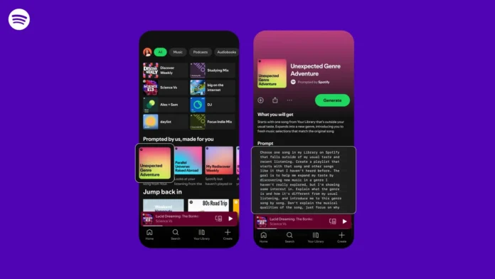 Spotify promptade spellistor