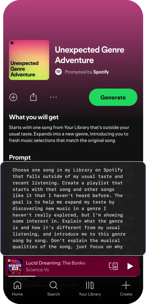 Spotify promptade spellistor
